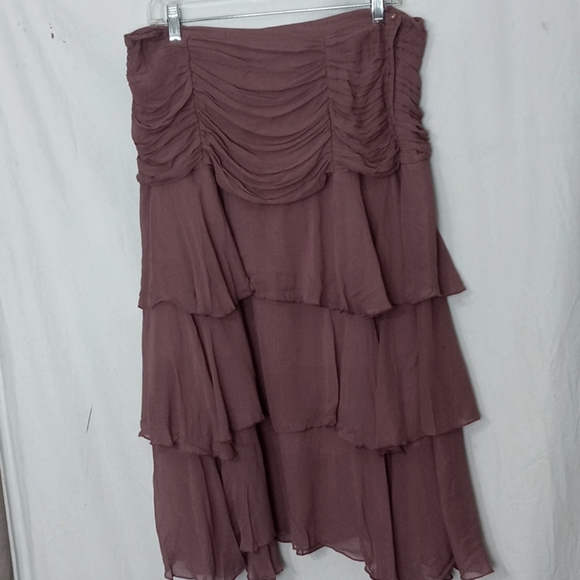 Papillion Los Angeles mauve rayon layered lined midi skirt xl - Picture 1 of 6